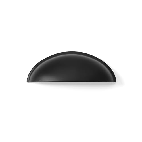 khtumeware 10 Pack 3" Drawer Pulls Matte Black Cabinet Cup Pulls Kitchen Hardware Cabinet Handles Drawer Handles Knobs 3 inch Hole Center - color: Matte Black, size: 3"(76mm) Hole Center, style: 10-pack