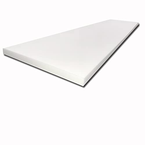 FoamTouch 1" x 24" x 84" Upholstery Foam Cushion High Density Standard (Seat Replacement, Upholstery Sheet, Foam Padding), White - size: 1" x 24" x 84"