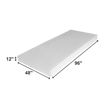 FoamRush 12" H x 48" W x 96" L Premium Quality Upholstery Cushion High Density, Seat Replacement, Sheet Padding Made in USA - color: High Density, size: 12" H x 48" W x 96"