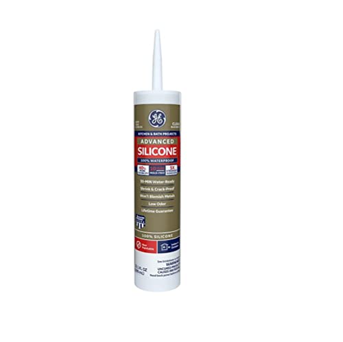GE Advanced Silicone Caulk for Kitchen & Bathroom, Clear, 10 fl oz Cartridge - 100% Waterproof Silicone Sealant, 5X Stronger Adhesion, Shrink & Crack Proof (Pack of 12)