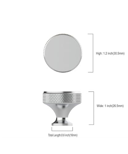 10 Pack Polished Chrome Knurled Cabinet Knobs Round Drawer Pulls - color: Polished Chrome