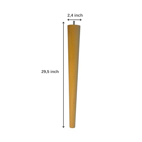 29.5 Inch Round Solid Beech Wood Replacement Furniture Legs, Set of 4, Wooden Feet Mid Century Modern, Unfinished Legs for Sofa, Couch, Armchair, Ottoman, Cabinet, TV Stand, Dresser - size: 29.5" / 75cm