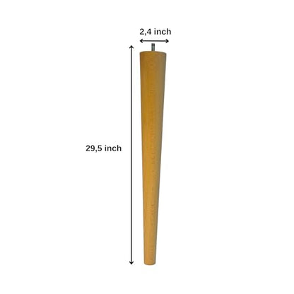 29.5 Inch Round Solid Beech Wood Replacement Furniture Legs, Set of 4, Wooden Feet Mid Century Modern, Unfinished Legs for Sofa, Couch, Armchair, Ottoman, Cabinet, TV Stand, Dresser - size: 29.5" / 75cm
