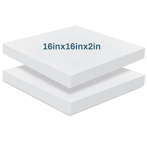 Frienda 2 Pack 2" x 16" x 16" Upholstery High Density Foam Square White - color: White, size: 2" X 16" X 16", style: Square