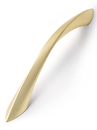 Brushed Gold Cabinet Pulls 5 Inch Arch Twisted Brass Handles Drawer Kitchen Cupboard Bathroom Dresser Cabinet Hardware Zinc Alloy 5 Pack - color: Brushed Gold, size: 5 Inch Hole Centers