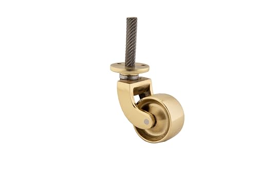 Polish Brass Caster Wheels 1 1/4 Inch Wheel Diameter Heavy-Duty Furniture Casters, Set of 4