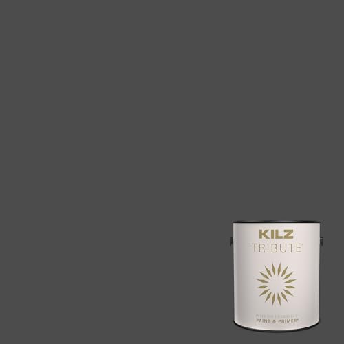 KILZ TRIBUTE Paint & Primer, Interior, Eggshell, Mystic Black, 1 Gallon - color: MYSTIC BLACK, size: 128 Fl Oz (Pack of 1), style: Eggshell