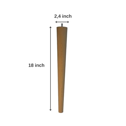 18 Inch Round Solid Beech Wood Replacement Furniture Legs, Set of 4, Wooden Feet Mid Century Modern, Unfinished Legs for Sofa, Couch, Armchair, Ottoman, Cabinet, TV Stand, Dresser - size: 18" / 45cm