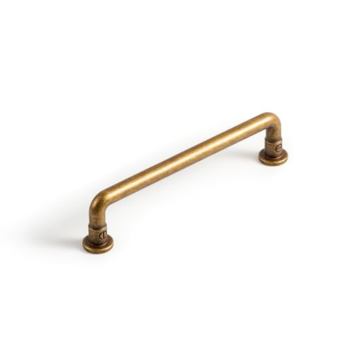 Goo-Ki Antique Brass Cabinet Pulls, Industrial, 5 in Hole Centers, 6 Pack - color: Antique Brass, size: 5'' Center to Center