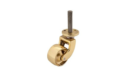 Polish Brass Caster Wheels 1 1/4 Inch Wheel Diameter Heavy-Duty Furniture Casters, Set of 4
