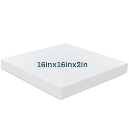 Frienda 1 Pack 2" x 16" x 16" Upholstery High Density Craft Foam, White - size: 2" x 16" x 16"