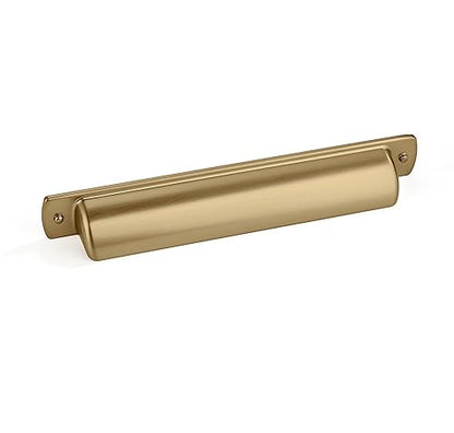 khtumeware 2 Pack 5" Drawer Pulls Brushed Brass Cabinet Cup Pulls Kitchen Hardware Brushed Gold Cabinet Handles Drawer Handles Knobs 5 inch Hole Center - color: Brushed Brass, size: Cup Pulls 5" Hole Center