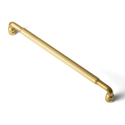 Goo-Ki Brushed Gold Cabinet Pulls, Solid Fluted Drawer Handles, 7 9/16 Inch (128mm) Hole Center Art Deco Dresser Hardware for Kitchen Cabinets and Bathroom Vanity, 6 Pack - color: Brushed Gold, size: 7 9/16 Inch Center to Center