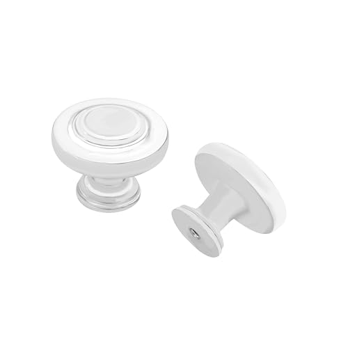 khtumeware 4 Pack Large 1-3/4 Inch Cabinet Knob, Metal Zinc Alloy Handle, White Drawer Handle, Bifold Closet/Wardrobe/Cabinet/Bathroom Cabinet Door Knobs, Durable - color: White, size: 1-3/4 Inch Diameter-Knob