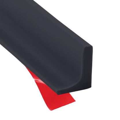 Shower Threshold Water Dam Barrier, Self Adhesive Silicone Waterproof Barrier Bathroom and Kitchen Shower Water Guard for Dry and Wet Separation Caulk Seal Strip Edge Trim (98Inch, Balck) - color: Black, size: 98Inch