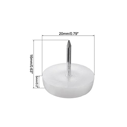 uxcell Furniture Feet Nail Plastic Glide Nails Chair Table Leg Protector Pads 20mm Dia White 20pcs - size: 20mm