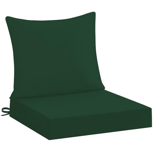 downluxe 22x22 Outdoor Chair Cushions, Waterproof Fade Resistant Patio Furniture Cushions with Handle & Removable Cover, Deep Seat Outdoor Cushions for Sofa, Couch and Patio Chairs, Forest Green - color: Forest Green, size: 22 x 22 Inch