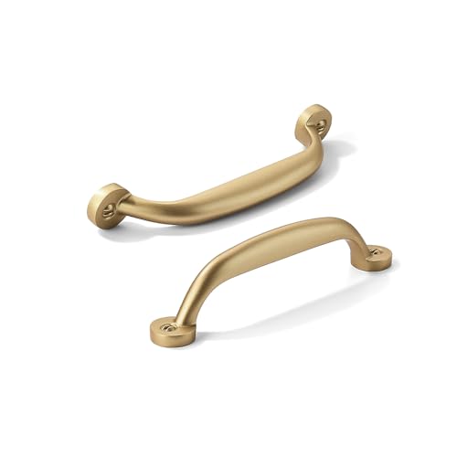 10 Pack 3-3/4 inch Hole Center Brushed Gold Pulls - Heavy Duty Solid Drawer Matte Gold Hardware Handles Kitchen Vanity Bathroom Handles - color: Gold, size: 3-3/4"(96mm) Hole Center
