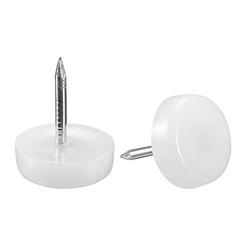 uxcell Furniture Feet Nail Plastic Glide Nails Chair Table Leg Protector Pads 14mm Dia White 20pcs - size: 14mm