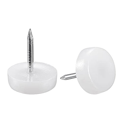 uxcell Furniture Feet Nail Plastic Glide Nails Chair Table Leg Protector Pads 14mm Dia White 20pcs - size: 14mm