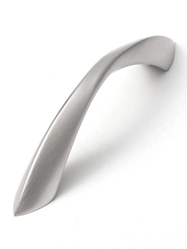 5 Pack Brushed Nickel Cabinet Pulls 3 Inch Arch Twisted Silver Handles Drawer Kitchen Cupboard Bathroom Dresser Cabinet Hardware Zinc Alloy - color: Brushed Nickel, size: 3 Inch Hole Centers