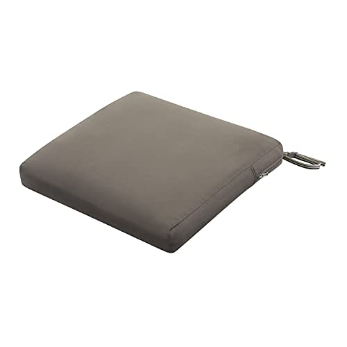 Classic Accessories Ravenna Water-Resistant 19 x 19 x 3 Inch Patio Seat Cushion, Dark Taupe, Chair Seat Cushion - color: Dark Taupe, size: 19"W x 19"D x 3"Thick