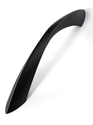Black Cabinet Pulls 3-3/4 Inch Arch Twisted Matte Black Handles Drawer Kitchen Cupboard Bathroom Dresser Cabinet Hardware Zinc Alloy 5 Pack - color: Black, size: 3.75 inch Hole Centers