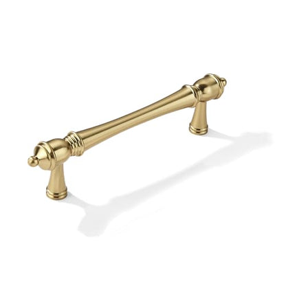 khtumeware 10 Pack 3-3/4 inch Brushed Brass Cabinet Pulls Heavy-Duty Solid Satin Brass Cabinet Hardware Drawer Pulls Hardware Suitable for Kitchens bathrooms and Dressing Tables - color: Brushed Brass, size: 4 Inch