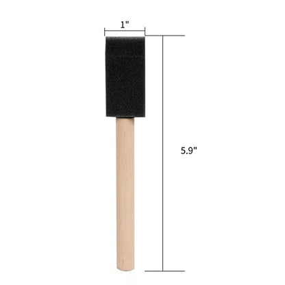 Mister Rui 50-Pack 1 Inch Sponge Paint Brushes with Wood Handles - color: Foam Brush Set | Pack of 50