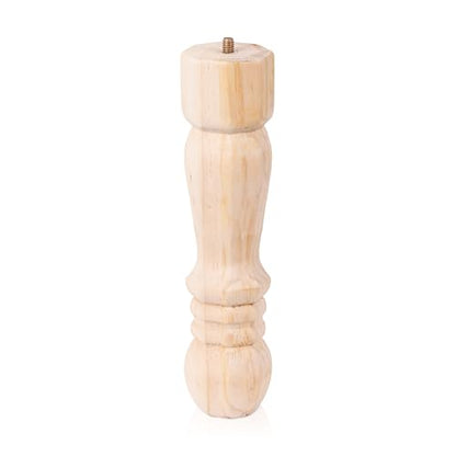 Waddell Traditional Pine Table Leg (1 Count, 9" H) | Quick Mount Decorative Wood Legs with 5/16" Hanger Bolt | Replacement Unfinished Furniture Legs for Crafts, Renovating, Upcycling DIY Home Decor - size: 9"H