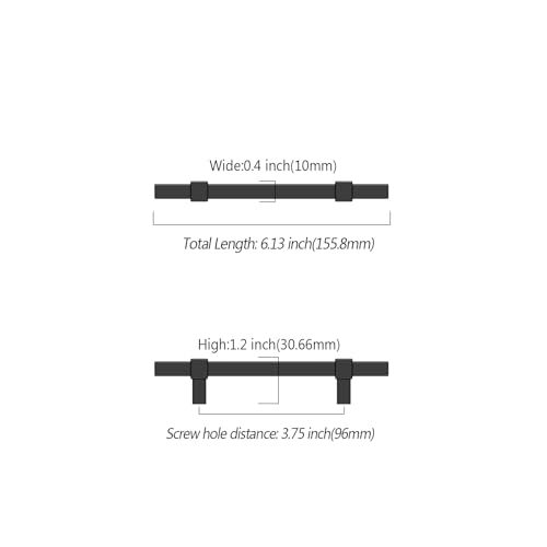 Asidrama 10 Pack 3.75 inch Matte Black Kitchen Cabinet Handles - color: Matte Black, size: 3.75" Hole Center(96mm)