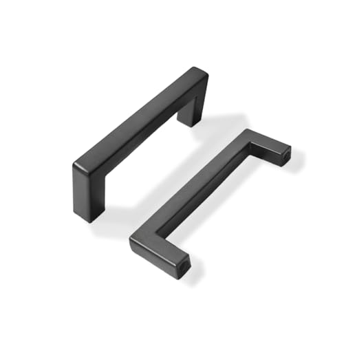 khtumeware 20 Pack 3 inch Center to Center Solid Black Cabinet Pulls Square Bar Drawer Handles Cabinet Handles Matte Black Drawer Pulls Kitchen Cabinet Hardware - color: Black, size: 3 inch(76mm) hole center
