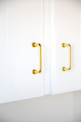 Goo-Ki 6 Pack 3" Center to Center Rich Gold Modern Cabinet Pulls Solid Contemporary Home Improvement Hardware Drawer Pulls Polished Zinc Alloy Kitchen Handles - color: Rich Gold, size: 3'' Center to Center