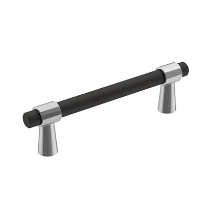 Amerock 3-3/4" Mergence Matte Black/Polished Chrome Drawer Pull - color: Matte Black/Polished Chrome