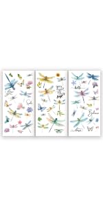 3 Sheet Dragonfly Rub on Transfers for Crafts and Furniture 6x12 - style: Dragonfly
