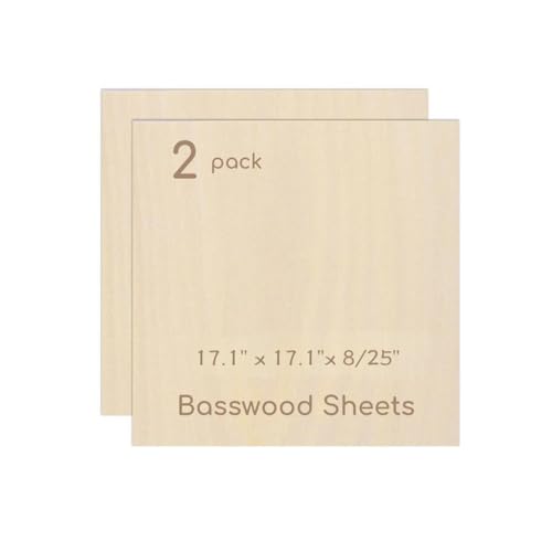 2 Pack Plywood Sheets, 17.1" x 17.1"x 8/25" Basswood Sheets - color: 2 Pack, size: 17.1" x 17.1"x 8/25"
