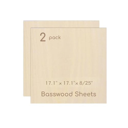 2 Pack Plywood Sheets, 17.1" x 17.1"x 8/25" Basswood Sheets - color: 2 Pack, size: 17.1" x 17.1"x 8/25"