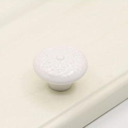 HUAMULAN Ceramic Knobs Cabinet Pulls with Black Base Backplate 10 Pack - color: White Knob + Black Base