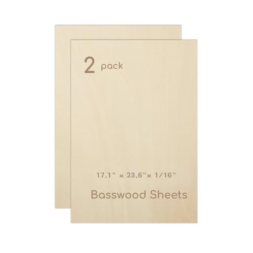 2 Pack Plywood Sheets, 17.1" x 23.6"x 1/16" Basswood Sheets - color: 2 Pack, size: 17.1" x 23.6"x 1/16"