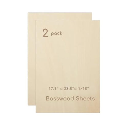 2 Pack Plywood Sheets, 17.1" x 23.6"x 1/16" Basswood Sheets - color: 2 Pack, size: 17.1" x 23.6"x 1/16"