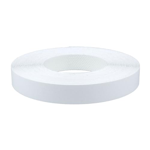 7/8" x 50' PVC White Roll Pre-Glued Edge Banding, Iron on Edge Band, Hot Melt Adhesive, Furniture Edge Tape, PVC Edging for Easy Furniture Restoration, Rough Surface, Based in USA - size: 7/8" x 50ft