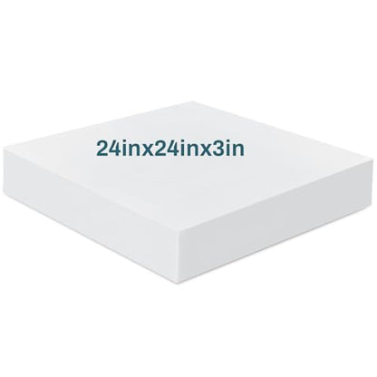 Frienda 1 Pack 3" x 24" x 24" Upholstery High Density Craft Foam, White - size: 3" X 24" X 24"