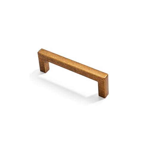 khtumeware 10 Pack 3 inch(76mm) Hole Center Antique Brass Cabinet Pulls Solid Heavy-Duty Square Cabinet Handles Drawer Pulls Kitchen Cabinet Hardware Kitchen Handle - color: Antique Brass, size: 3 inch(76mm) hole center