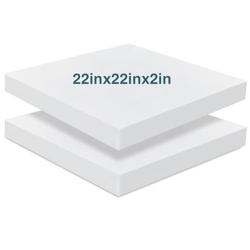 Frienda 2 Pack 2" x 26" x 26" Upholstery High Density Foam Square White - color: White, size: 2" X 26" X 26", style: Square