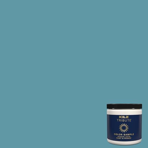 KILZ TRIBUTE Paint & Primer, Interior, Color Sample, Dusty Turquoise, 8 Ounces - color: DUSTY TURQUOISE, size: 1 Count (Pack of 1)