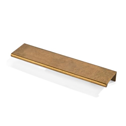 khtumeware 2 Pack 8 inch(203mm) Hole Center Antique Brass Finger Edge Pull Solid Zinc Drawer Pull Hidden Edge Treatment Hardware Finger Pull Kitchen Drawer Hardware - color: Antique Brass, size: 8inch(203mm) hole center