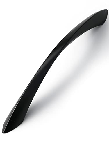 Black Cabinet Pulls 6.3 Inch Arch Twisted Matte Black Handles Drawer Kitchen Cupboard Bathroom Dresser Cabinet Hardware Zinc Alloy 5 Pack - color: Black, size: 6.3 inch Hole Centers