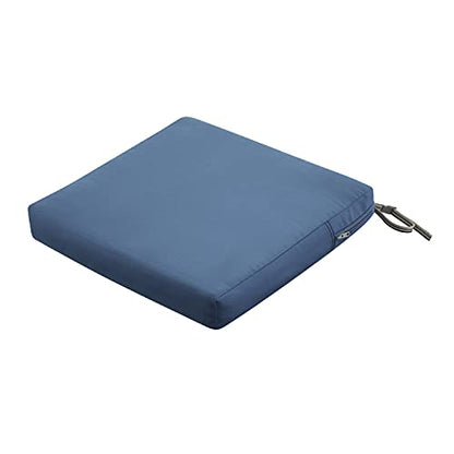Classic Accessories Ravenna Water-Resistant 19 x 19 x 3 Inch Patio Seat Cushion, Empire Blue, Chair Seat Cushion - color: Empire Blue, size: 19"W x 19"D x 3"Thick