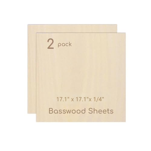 2 Pack Plywood Sheets, 17.1" x 17.1"x 1/4" Basswood Sheets - color: 2 Pack, size: 17.1" x 17.1"x 1/4"