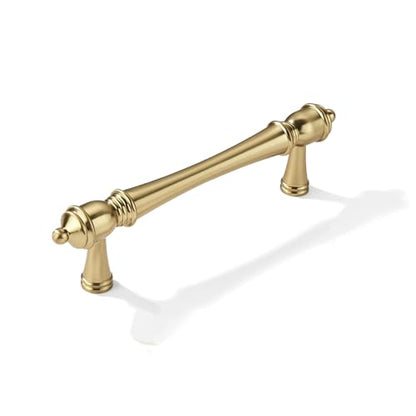khtumeware 2 Pack 3 inch(76mm) Hole Center Brushed Brass Cabinet Pulls Heavy-Duty Solid Satin Brass Cabinet Hardware Drawer Pulls Hardware Suitable for Kitchens bathrooms and Dressing Tables - color: Brushed Brass, size: 3inch(76mm) hole center